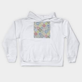 Patchwork of square patches with a pattern in oriental style Kids Hoodie